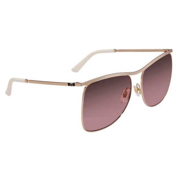 GUCCI GG0820S-004 Women\'s Designer Sunglasses Gold Ivory White/Violet Pink 63 mm